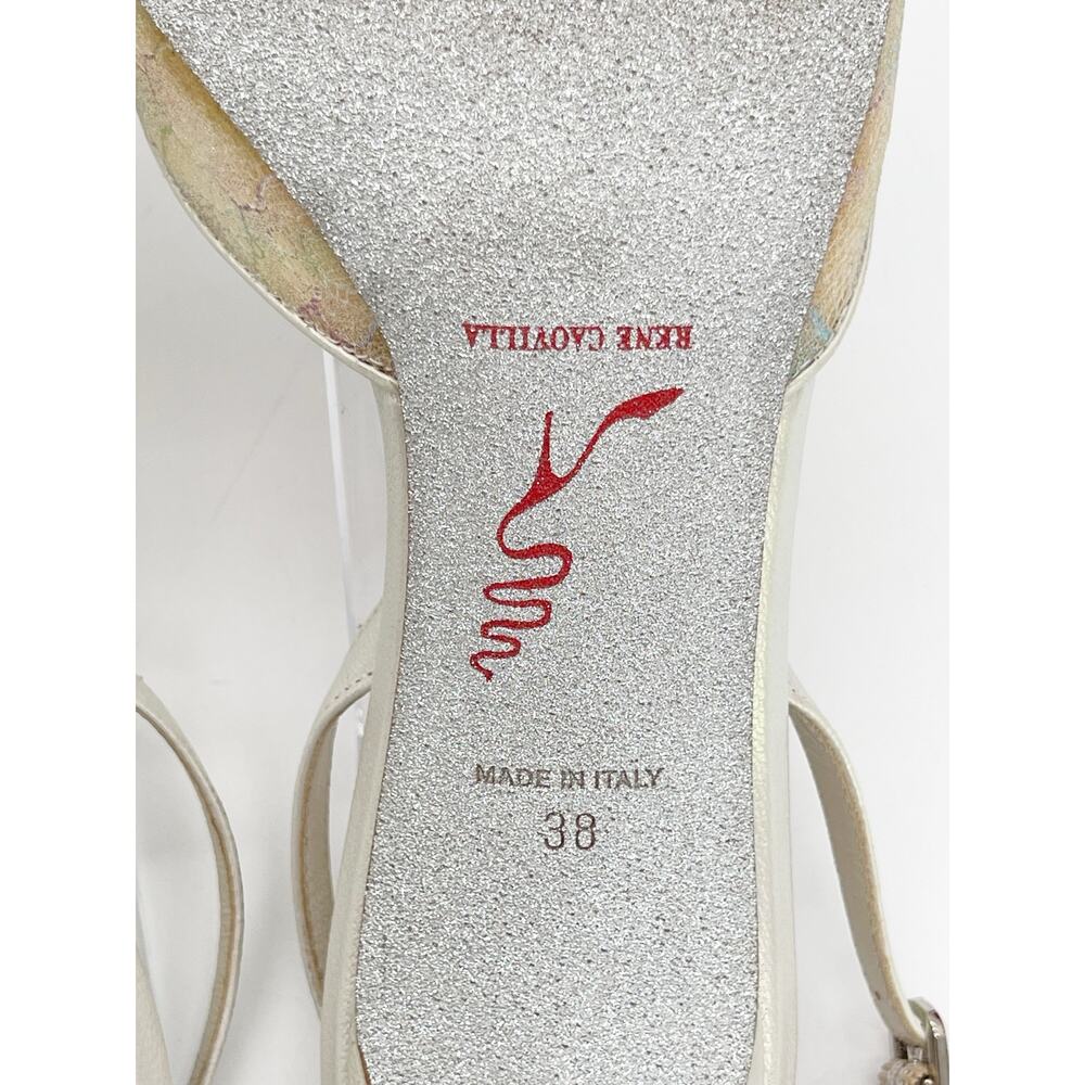René Caovilla Veneziana Iridescent Shimmer Lace Crystal Slingback Heels IT 38 - Picture 16 of 16